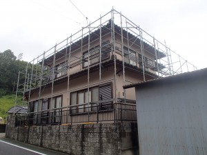 笠岡市西大島　外壁塗装リフォーム工事(施工前3）